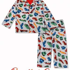 Hot Wheels 2T Pajama Set Boys Cars Fleece Button Up PJs